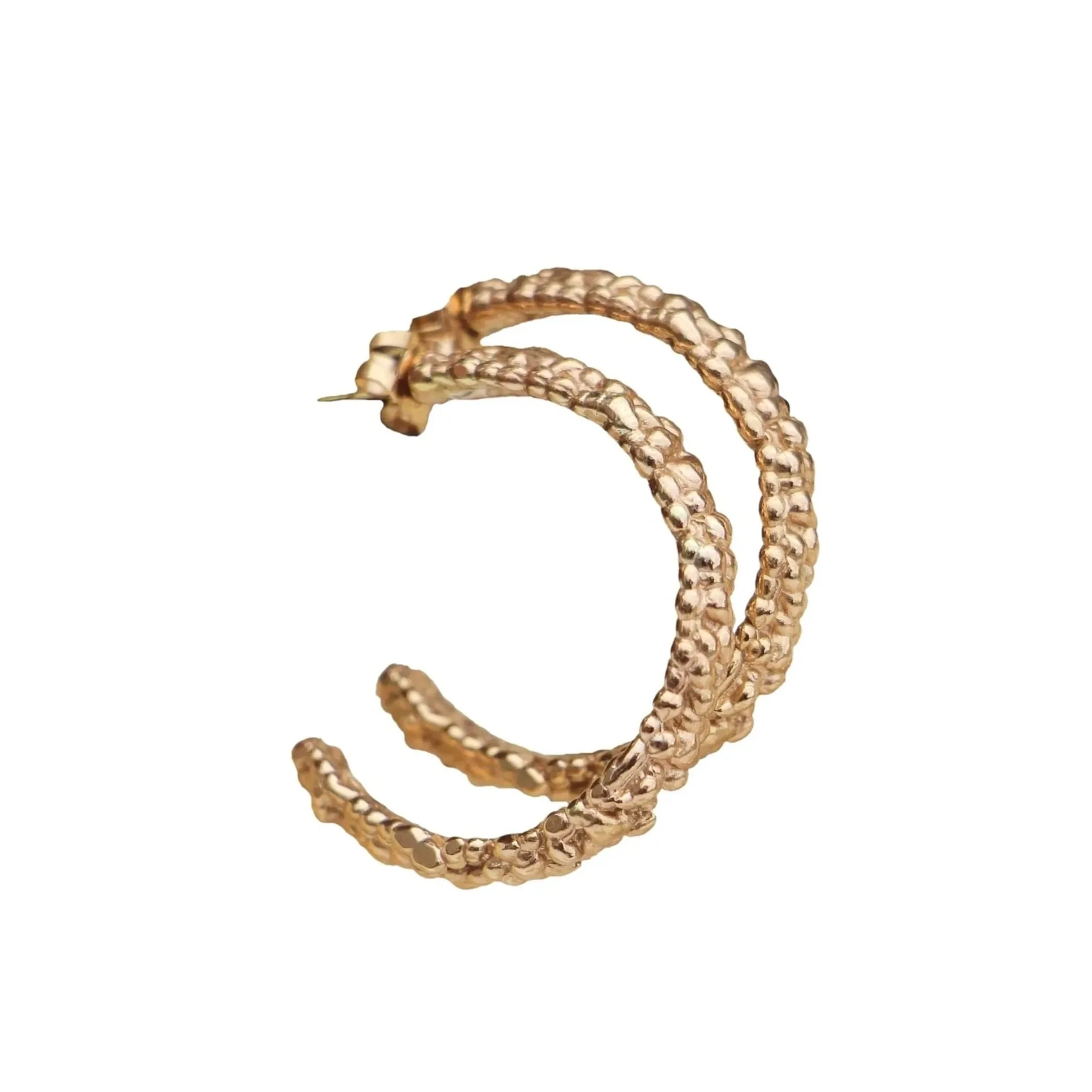 Medium Lichen Hoops 9k Yellow Gold