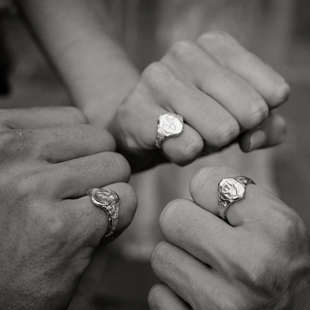This Black Friday, we wanted to share this beautiful black and white capture of our signet rings. 

Bespoke designs, made to order, that can be personalised with your initial and finished in one of three textures; earth, ocean or tea.

Truly a one-of