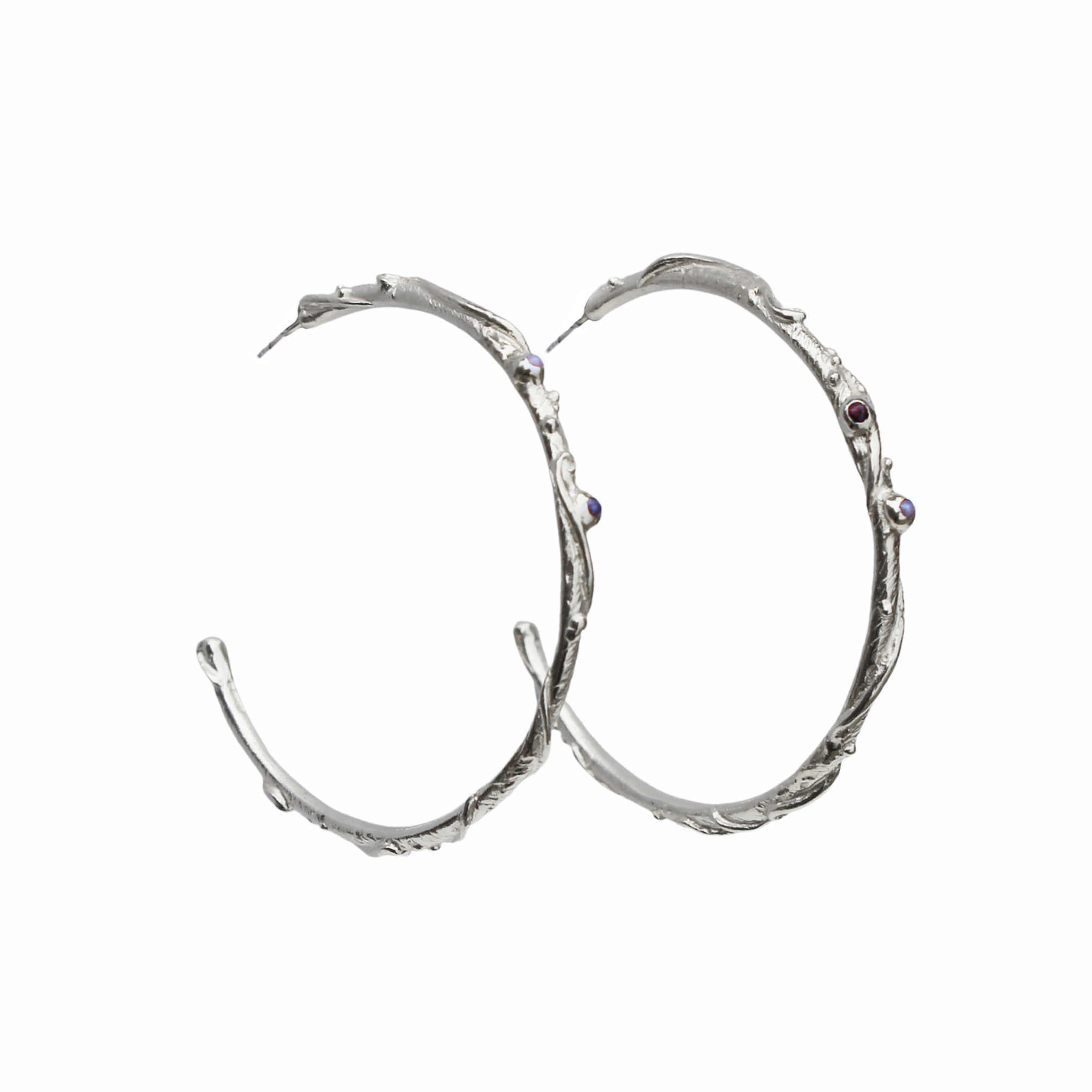 Large Ocean Hoops with Falklands Pearls Silver