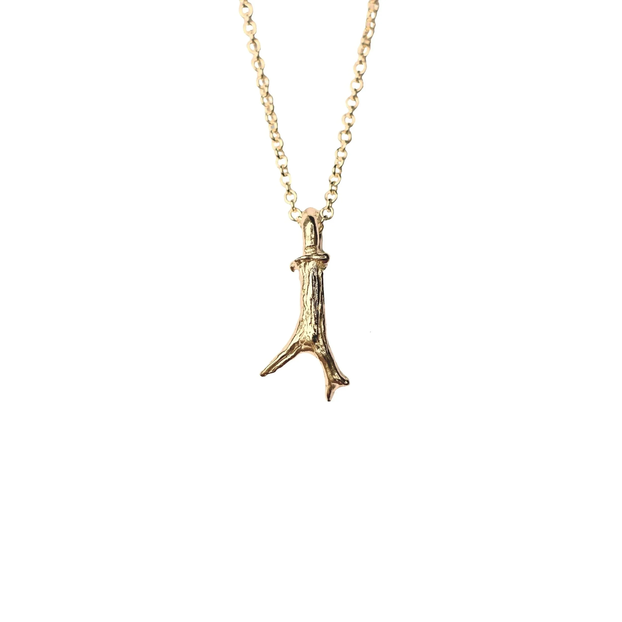 Small Studley Royal Antler Necklace 9k Yellow Gold
