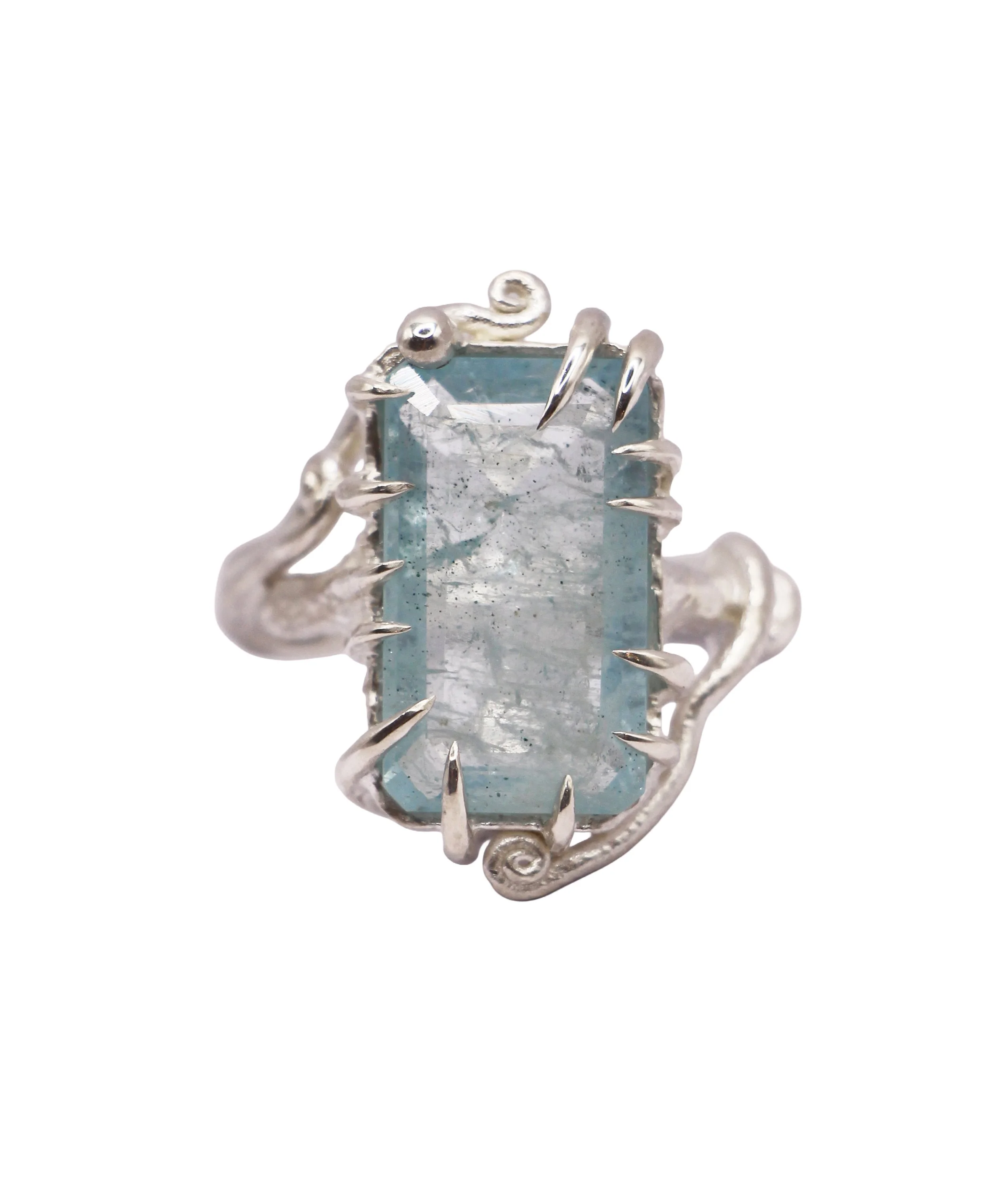 What Lies Beneath 9.97ct Aquamarine Ring Silver Ring