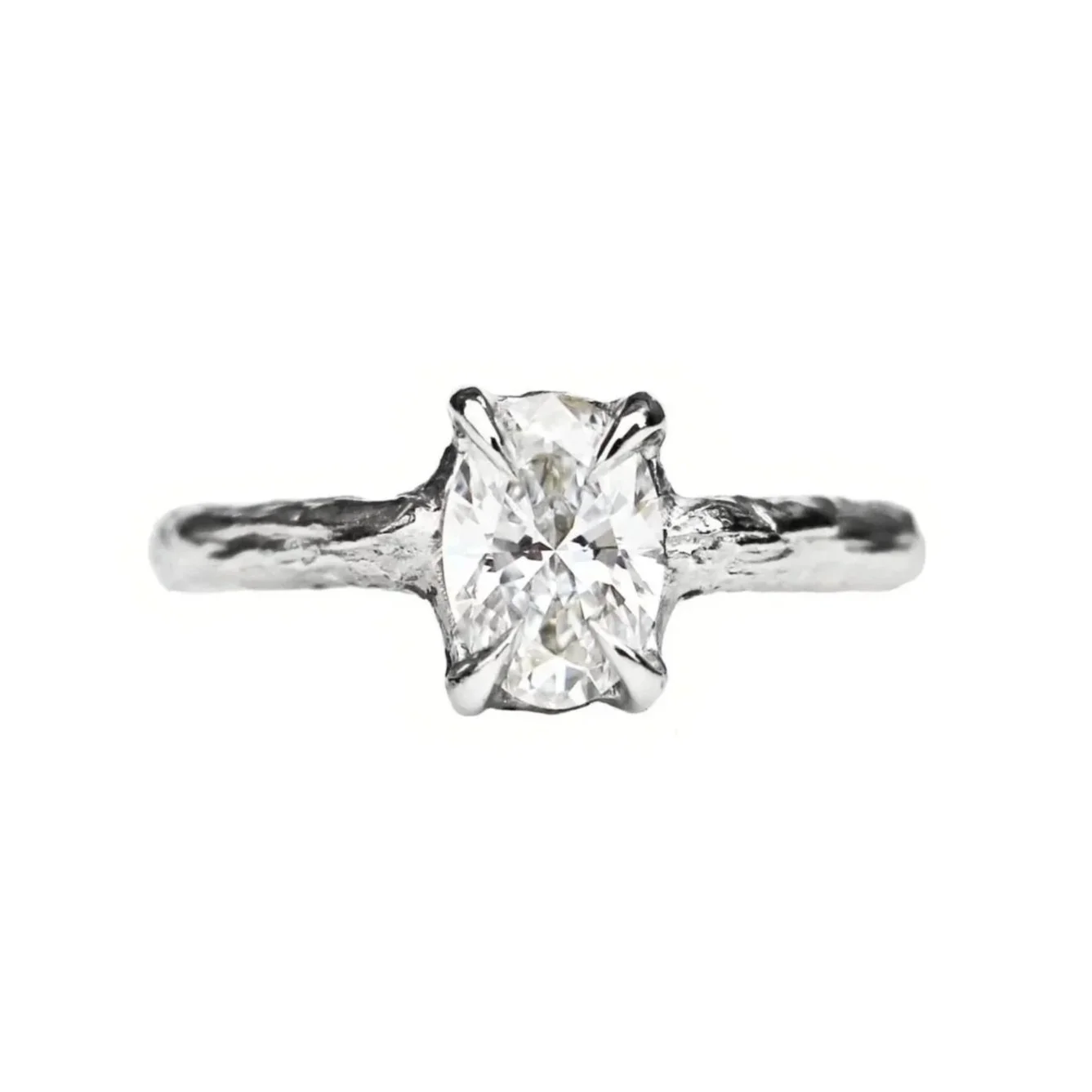 1.05ct Oval Lab-grown Diamond Solitaire Talon Clasp Ring Platinum
