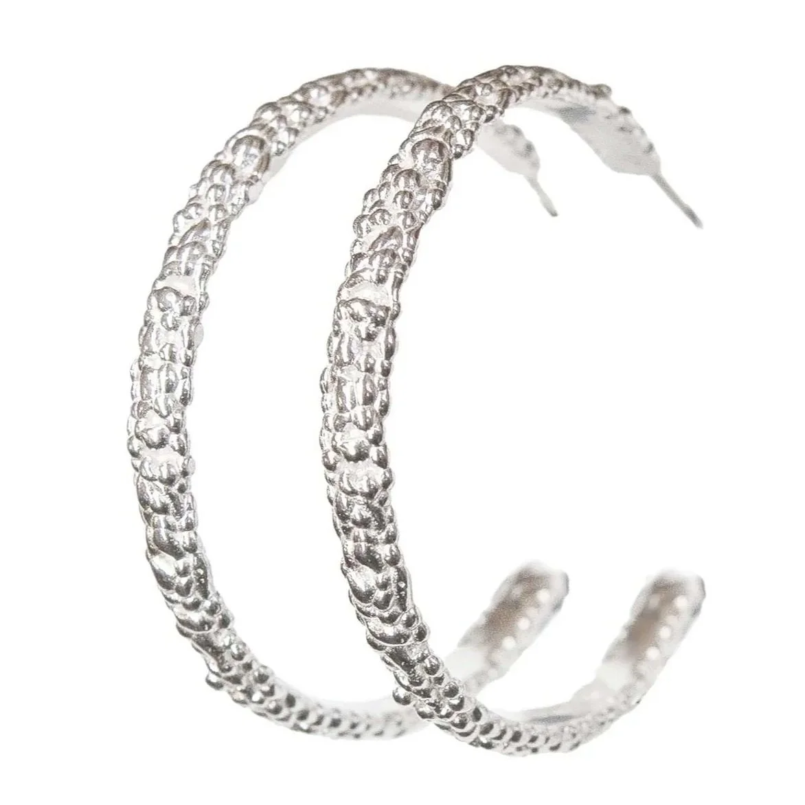 Large Lichen Hoops Silver