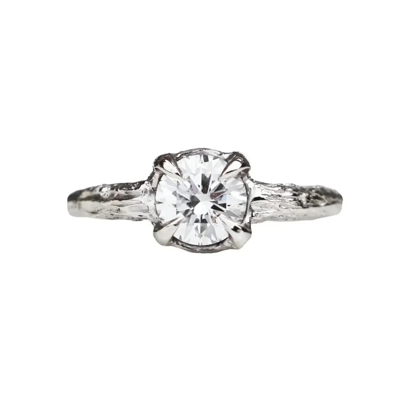 1.03ct Round GIA Lab-grown Diamond Solitaire Talon Clasp Ring Platinum