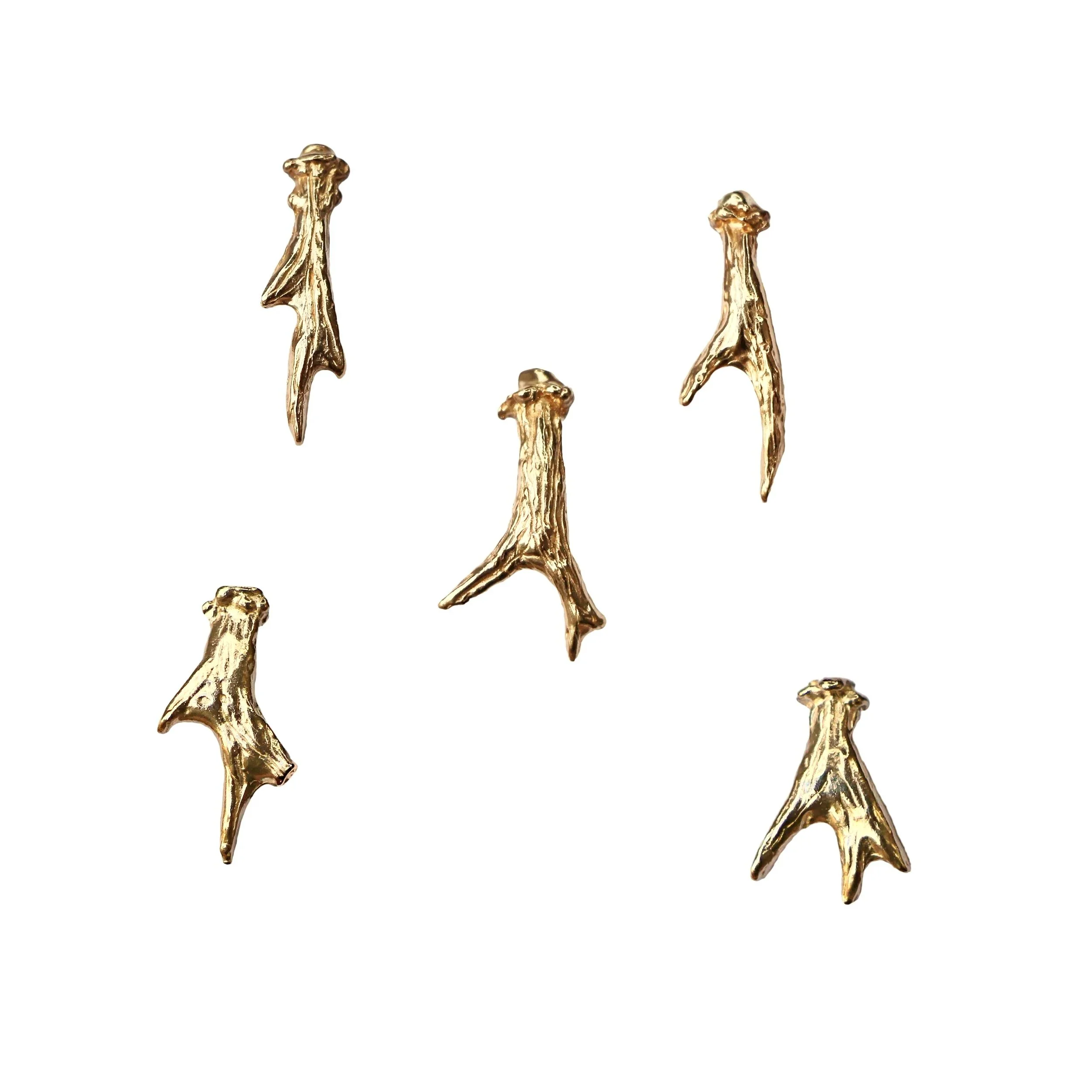 INDIVIDUAL Studley Royal Antler Studs 9k Yellow Gold