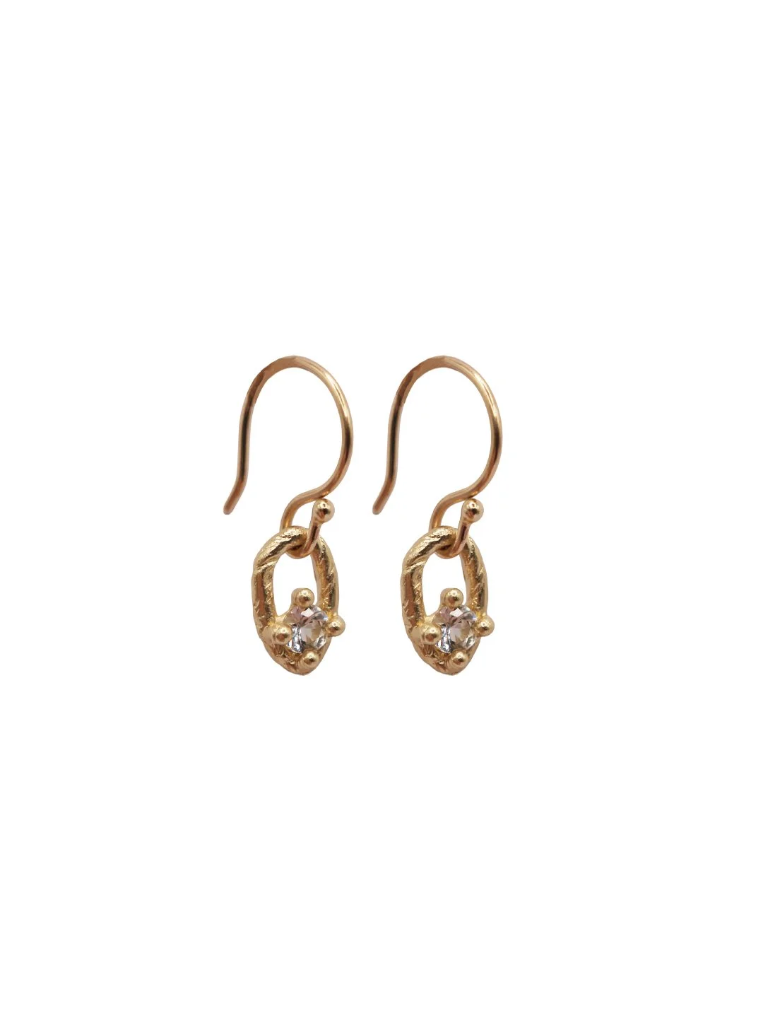 White Sapphie & Chain Link Earrings