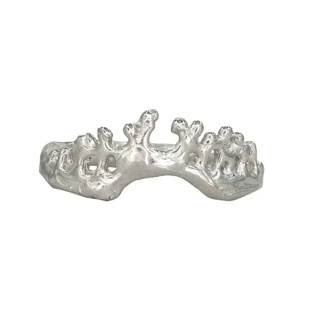 Coral Embrace Stacking Ring Silver