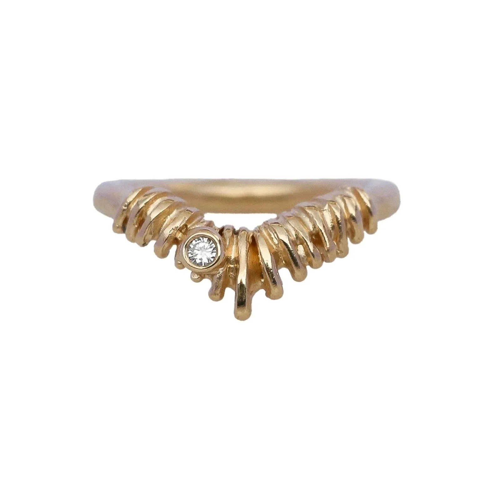 Gully Stacking Ring with Ocean Diamond 14k Yellow Gold