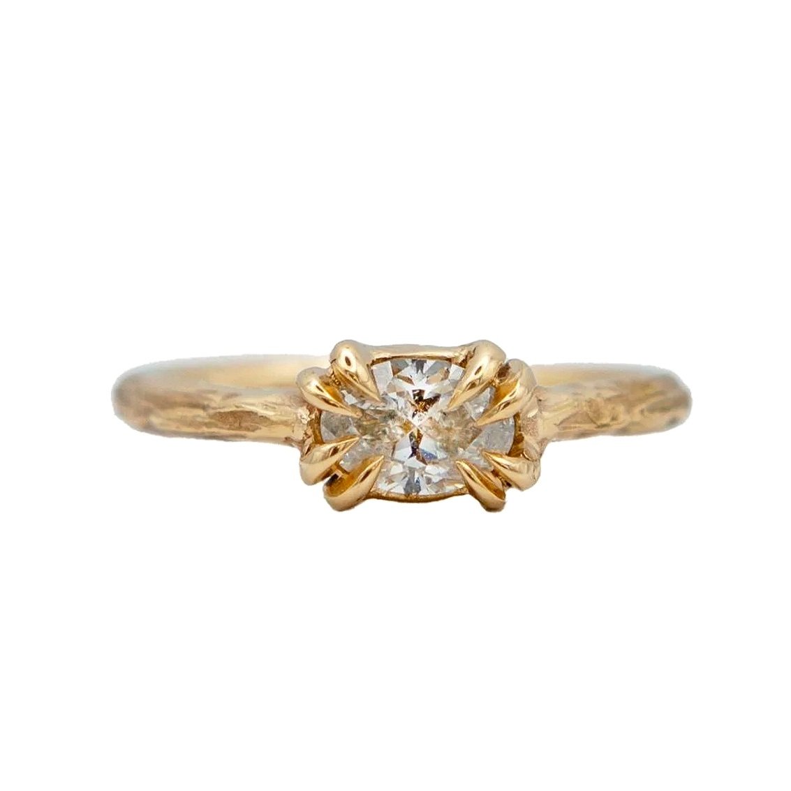 Oval 0.60ct Diamond Talon Clasp Ring 14k Yellow Gold