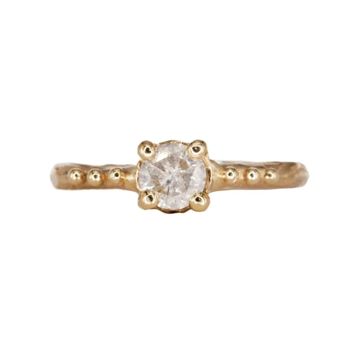 Urchin Solitaire with 0.50ct Grey Diamond 14k Yellow Gold