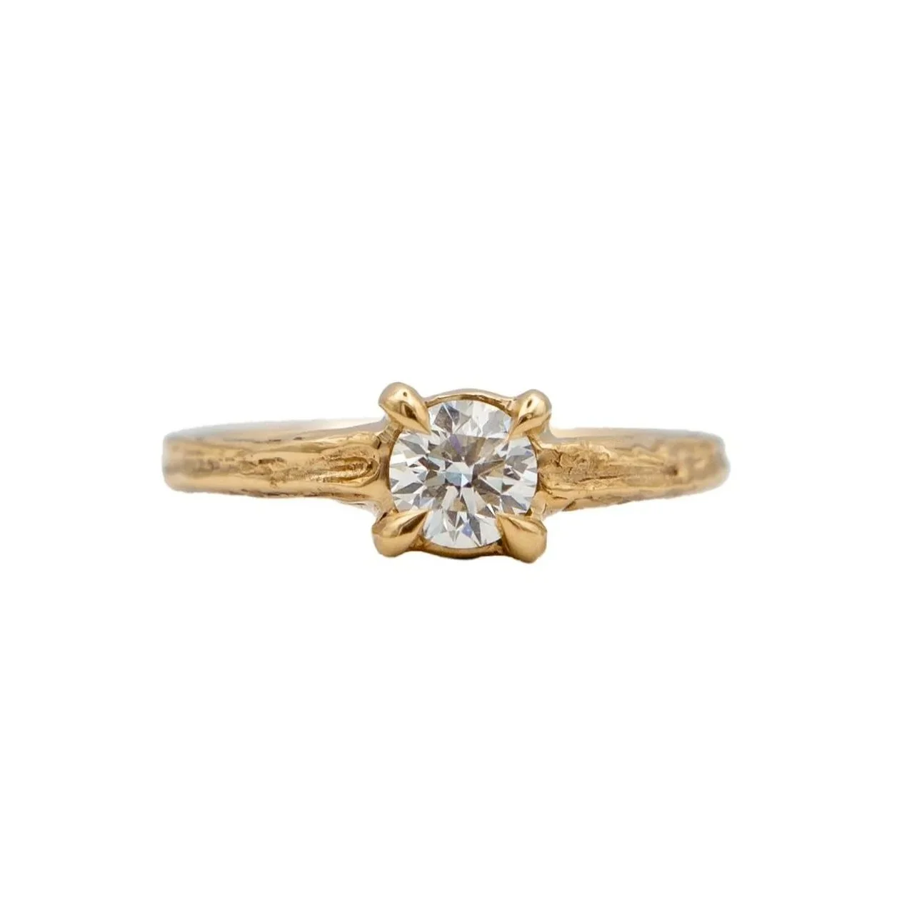 0.60ct Diamond Solitaire Talon Clasp Ring 14k Yellow Gold