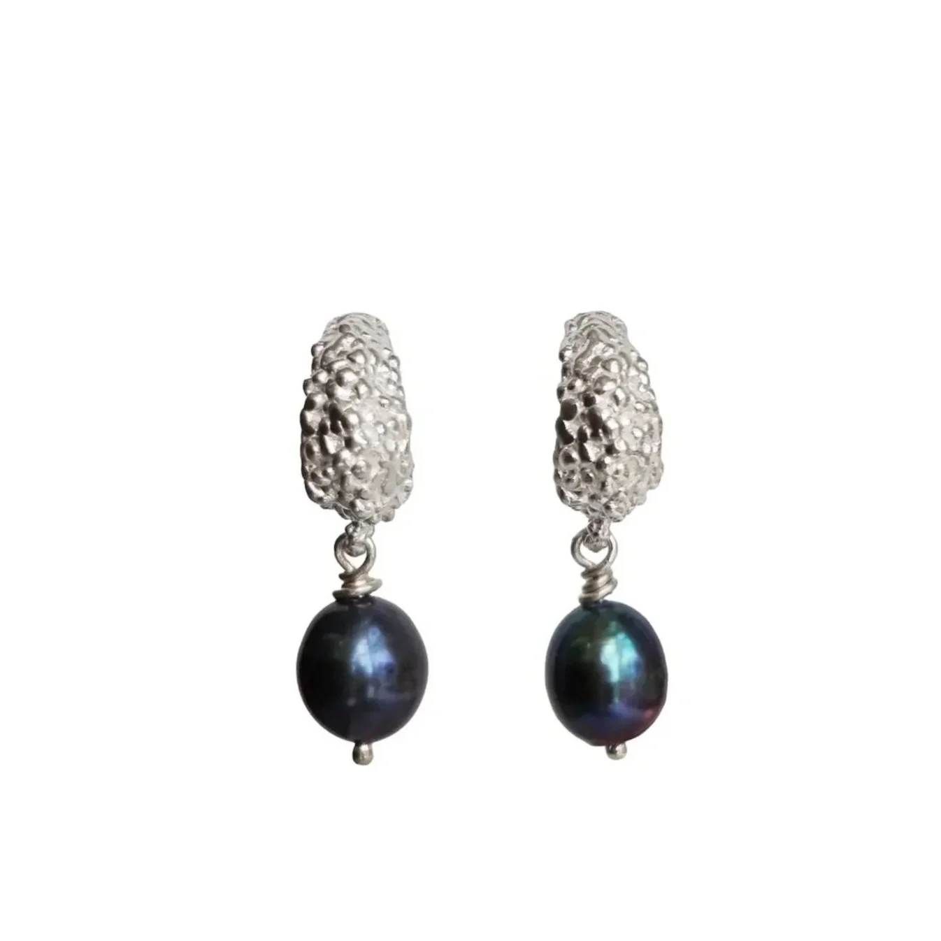Chunky Lichen Hoops with Peacock Pearls