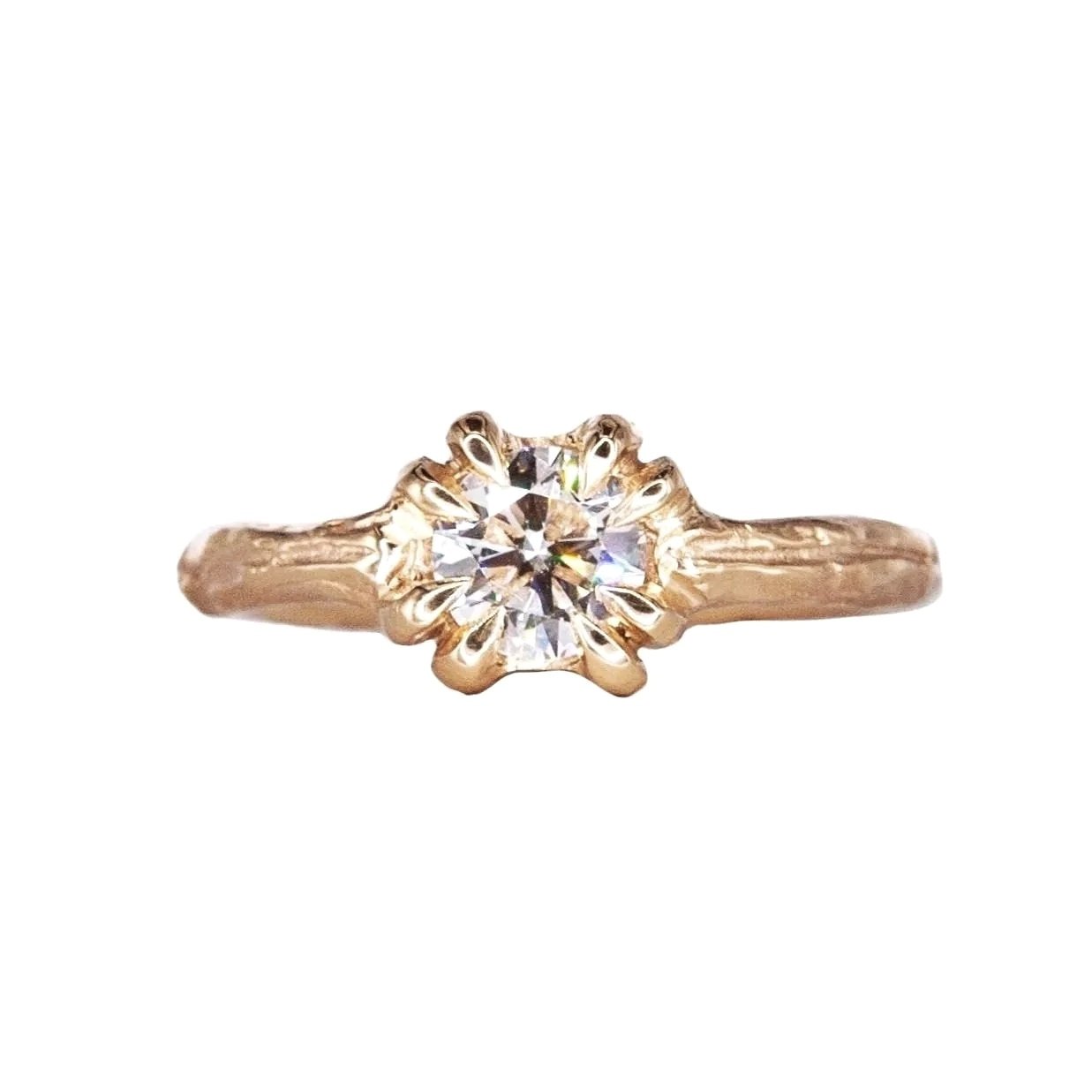 GIA 0.60ct Diamond Double Talon Clasp Ring 9k Yellow Gold