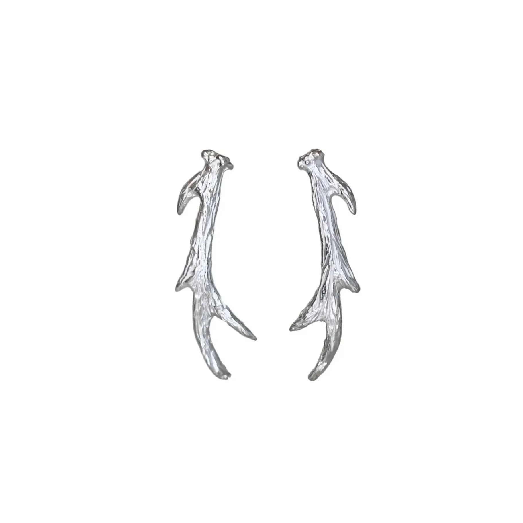 Large Studley Royal Antler Studs Silver