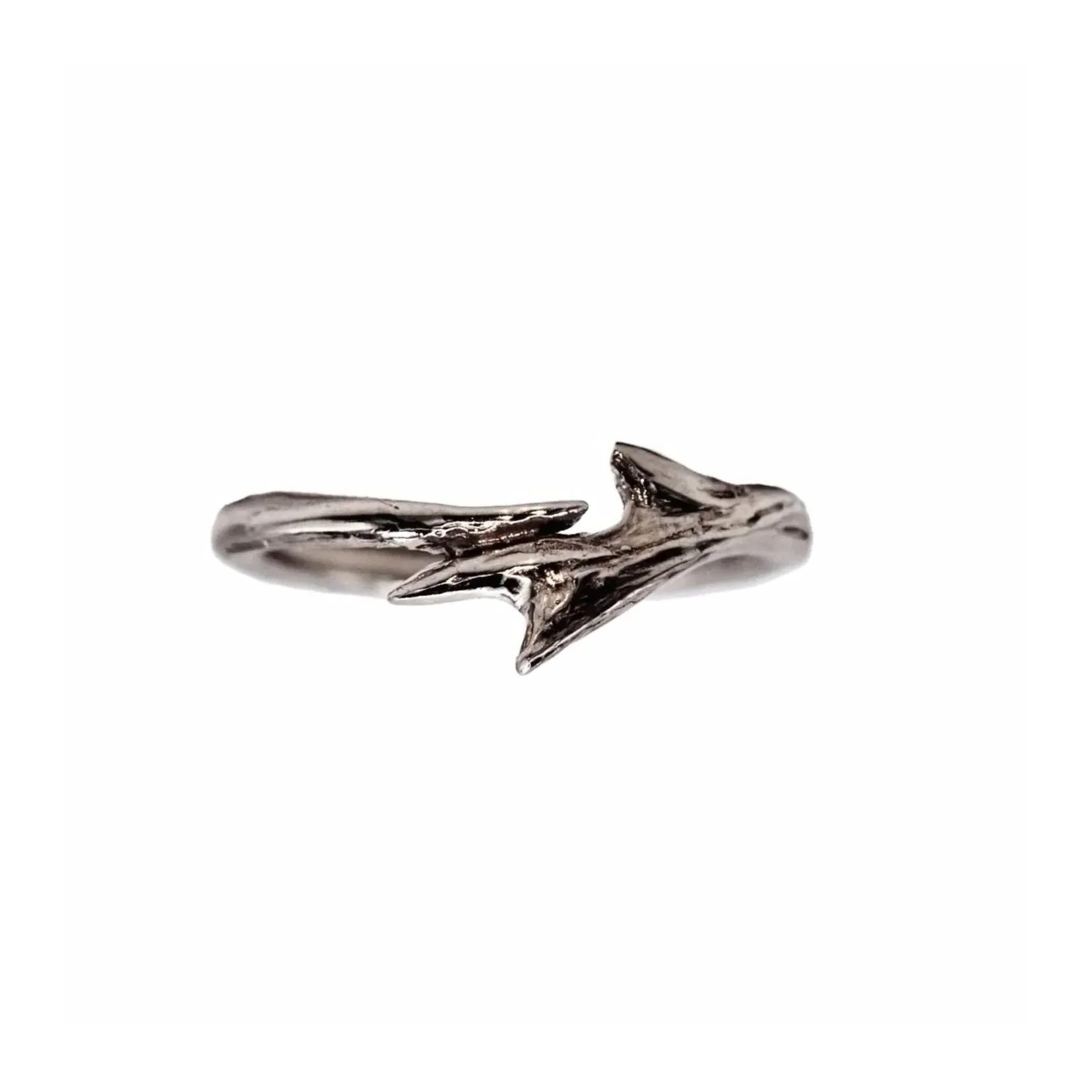 Fallow Antler Ring Oxidised Silver