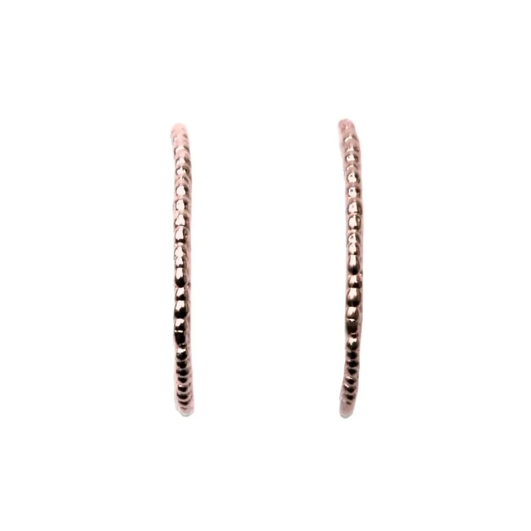 Skinny Lichen Hoops in 9k Rose Gold