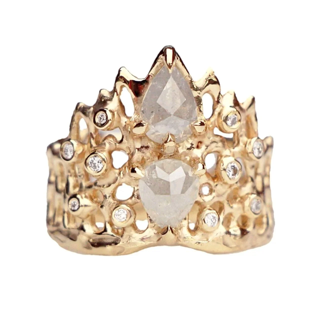 The King Triton Ring with twelve Diamonds 14k Yellow Gold