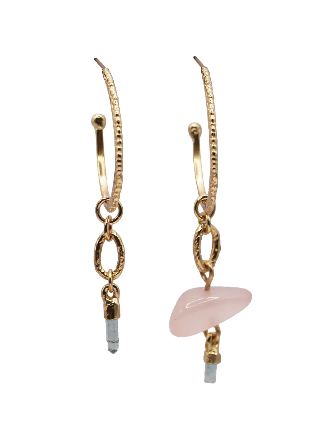 Aqua & Rose Quartz Skinny Hoops SIDE_.jpg