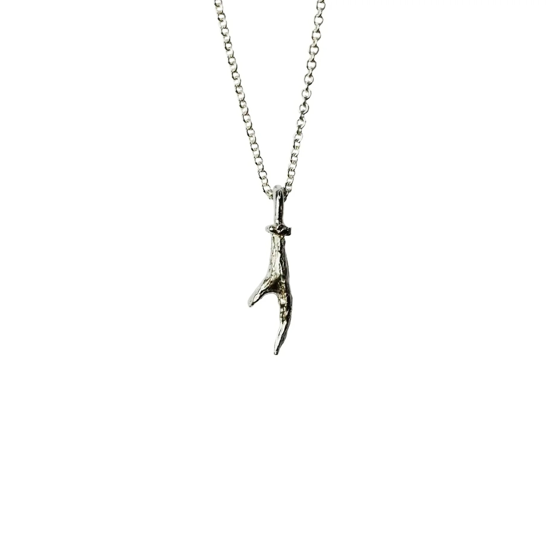 Small Studley Royal Antler Necklace Oxidised Silver