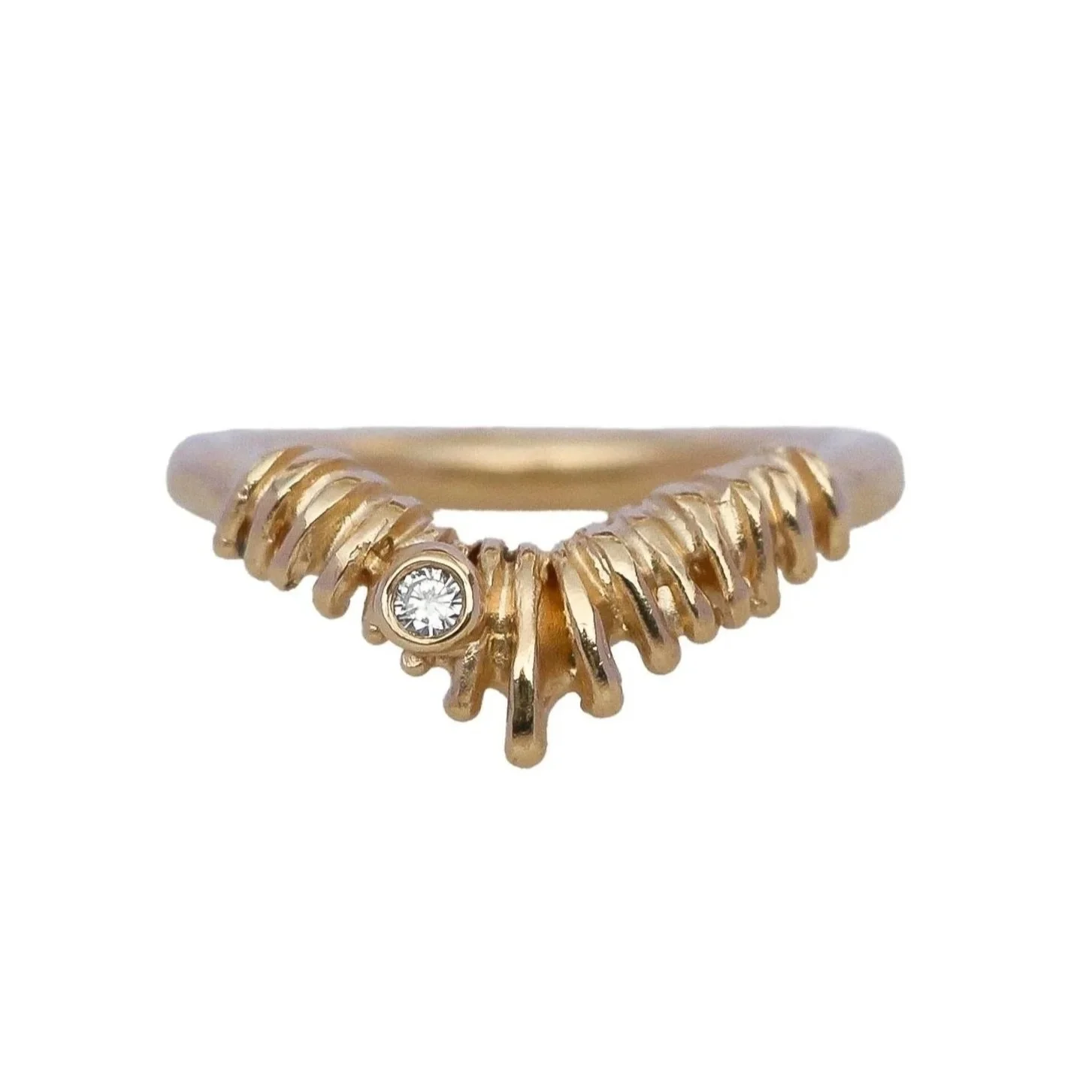 Gully Stacking Ring with Ocean Diamond 14k Yellow Gold