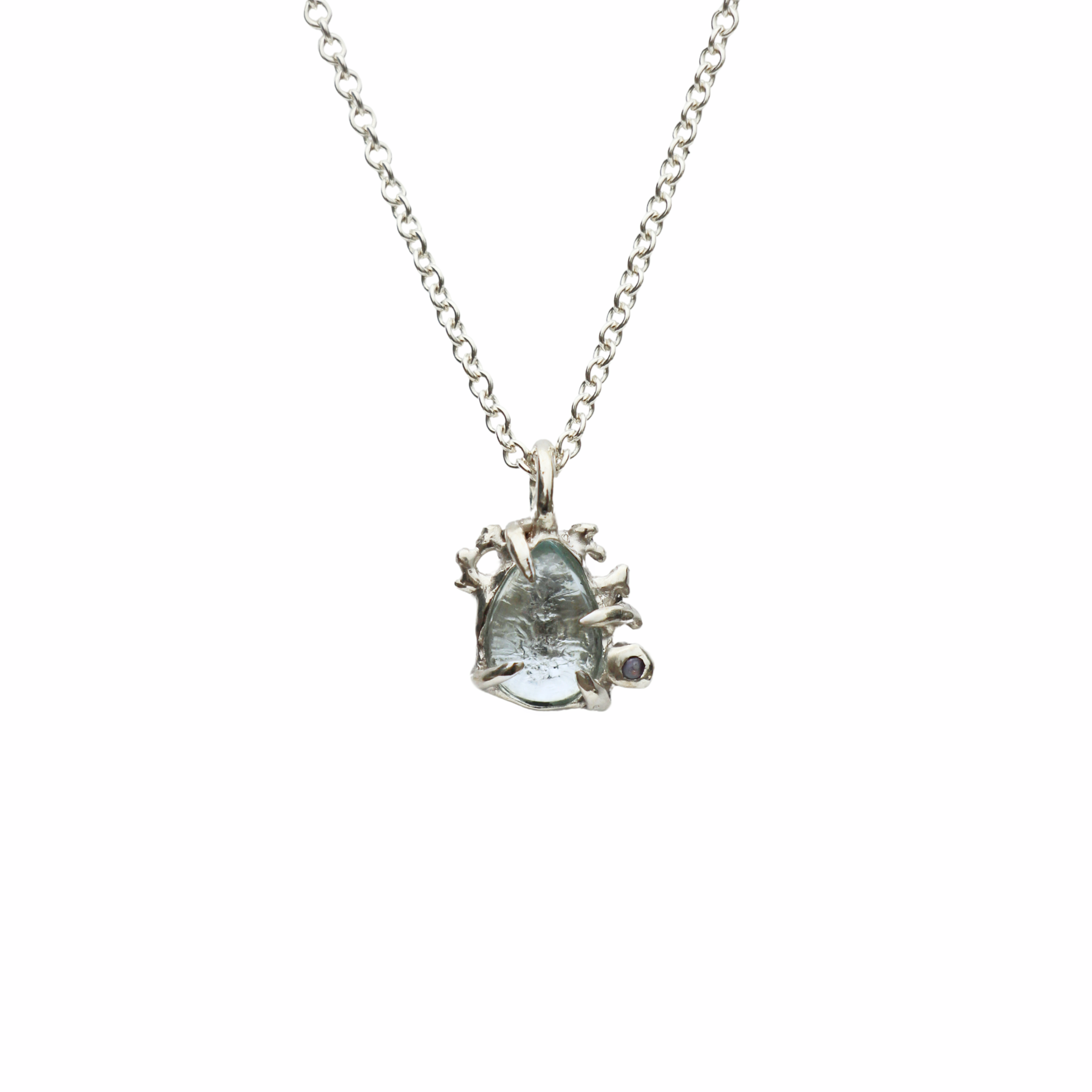 Aquamarine & Falklands Pearl Coral Necklace 1