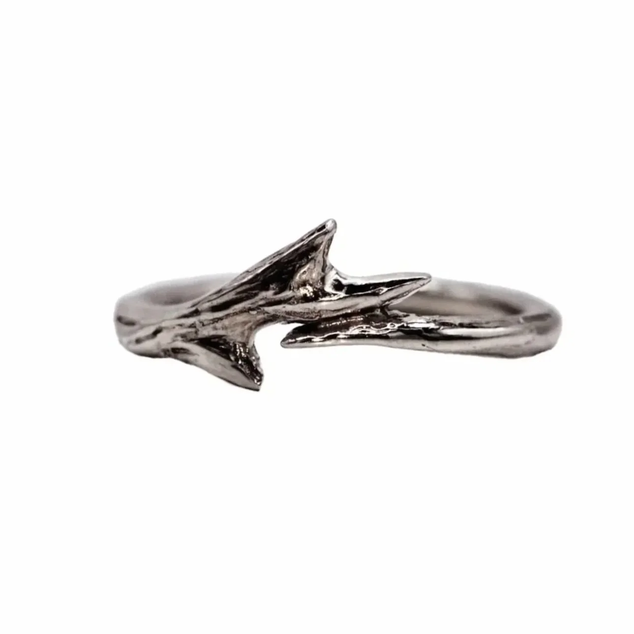Fallow Antler Ring Oxidised Silver