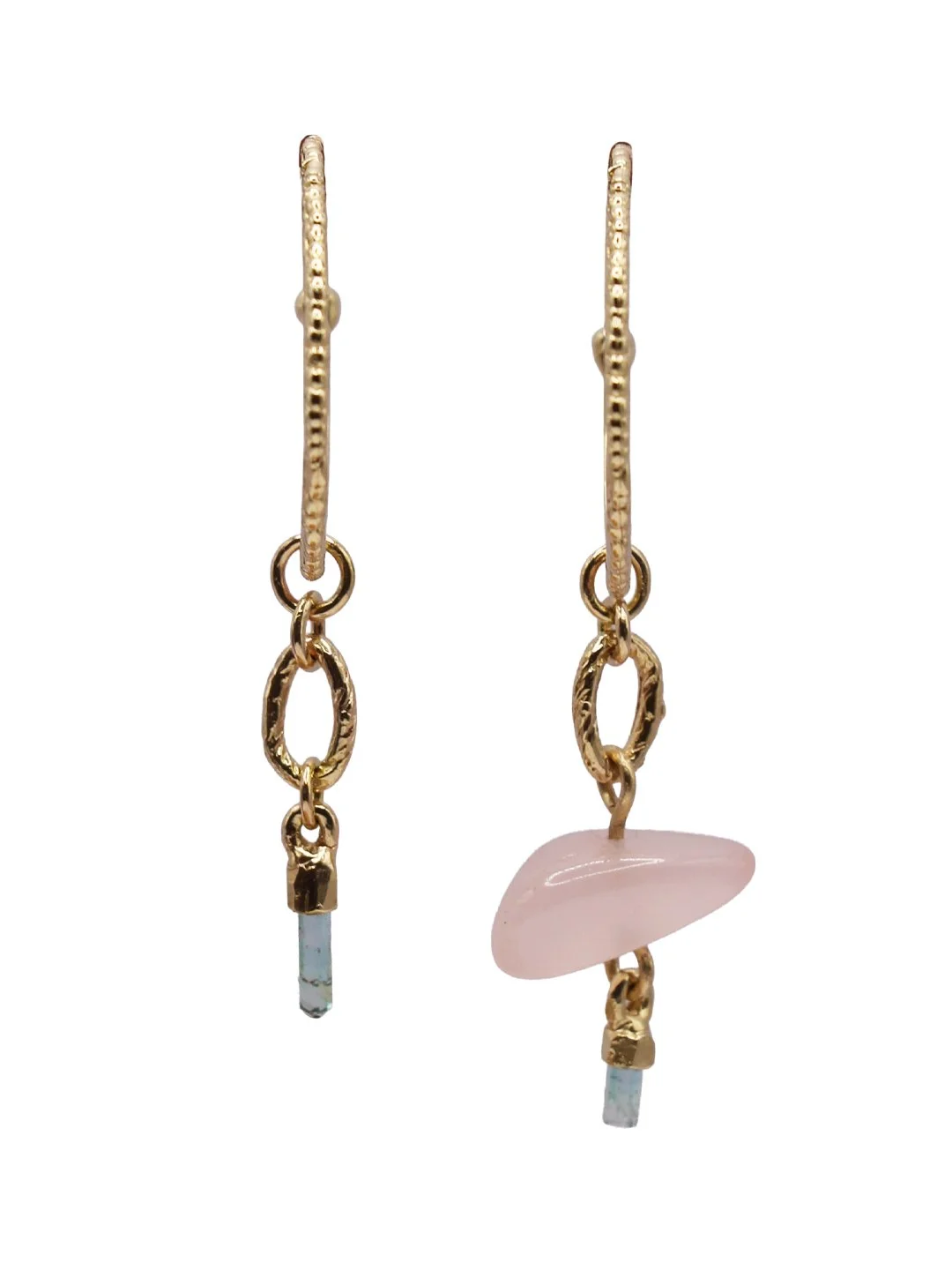 Aqua & Rose Quartz Skinny Hoops FRONT .jpg