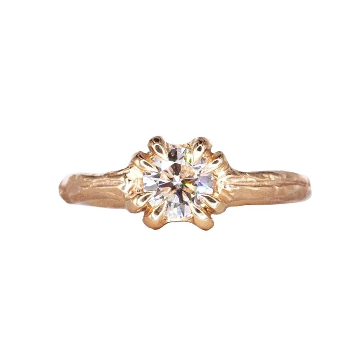 GIA 0.60ct Diamond Double Talon Clasp Ring 9k Yellow Gold