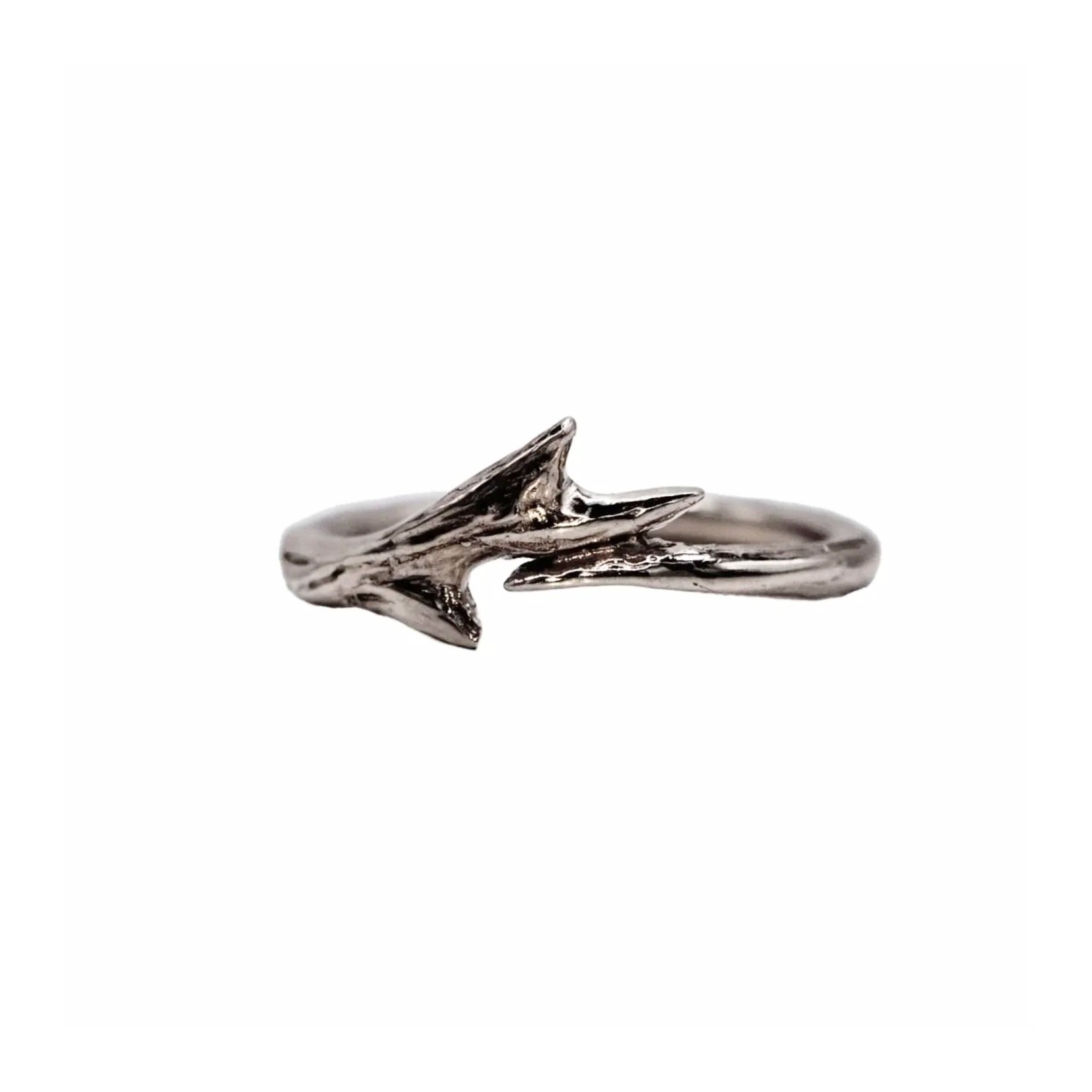 Fallow Antler Ring Oxidised Silver