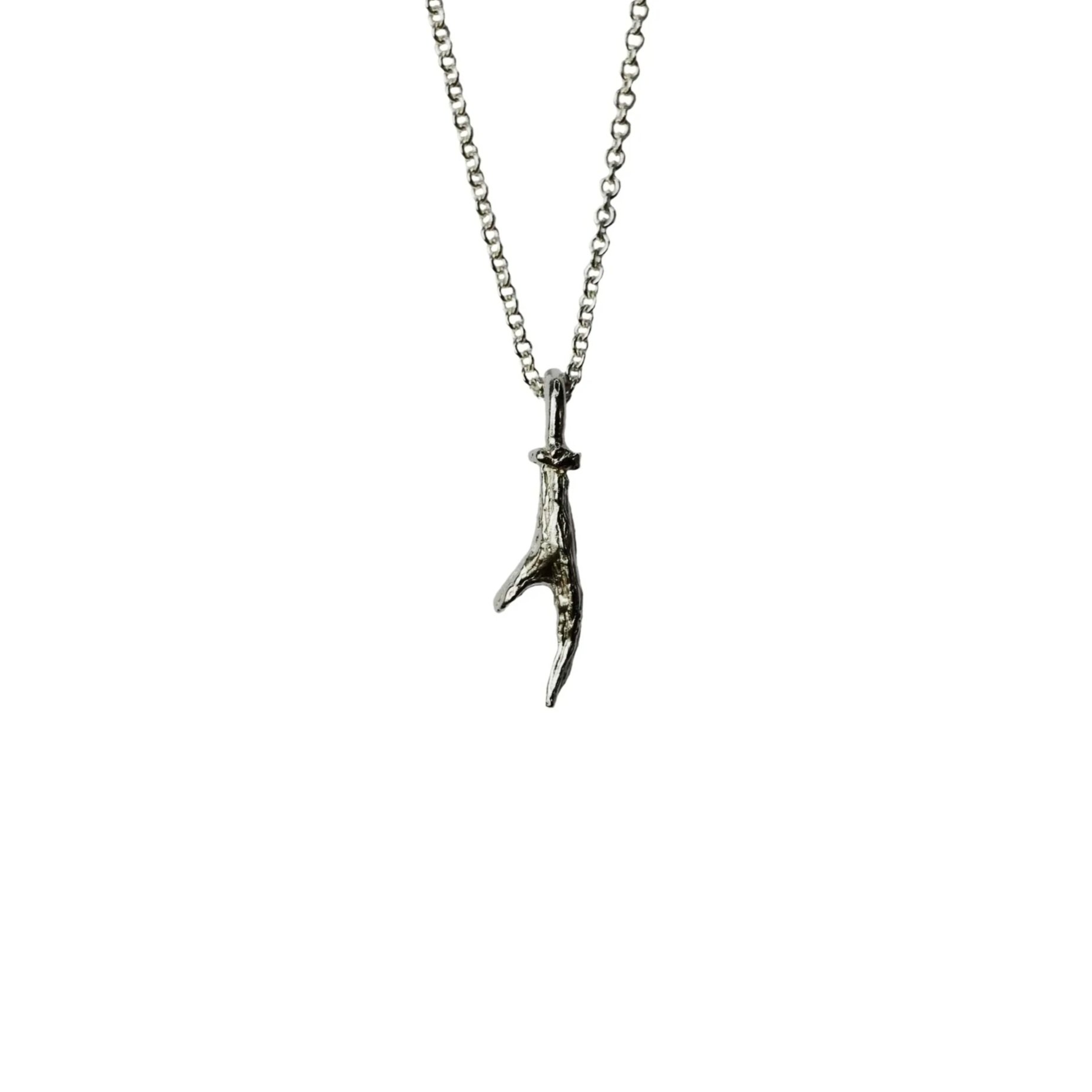 Small Studley Royal Antler Necklace Oxidised Silver