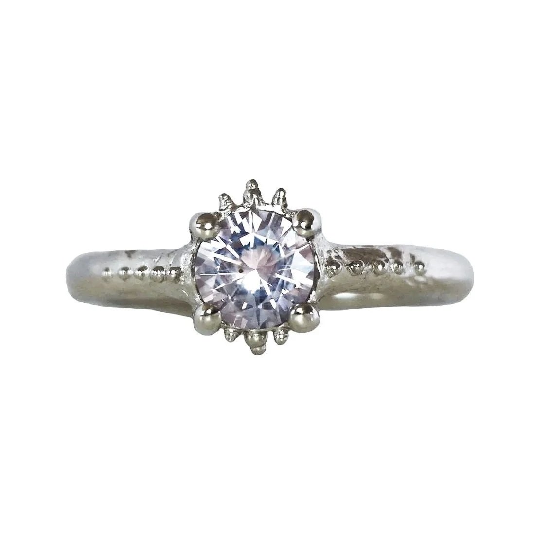 1.07ct Natural Coloured Purple Sapphire & Platinum Urchin Ring