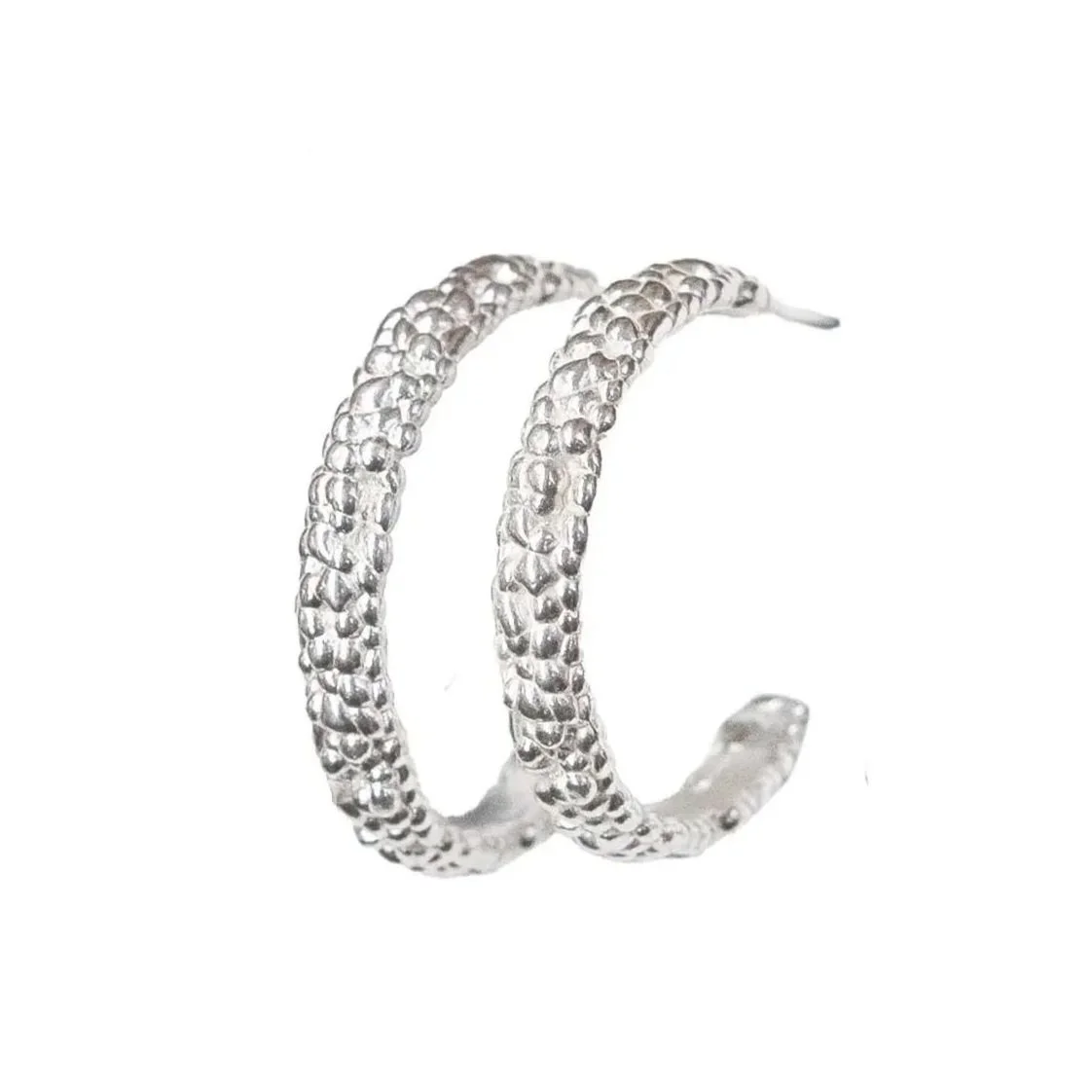 Medium Lichen Hoops Silver