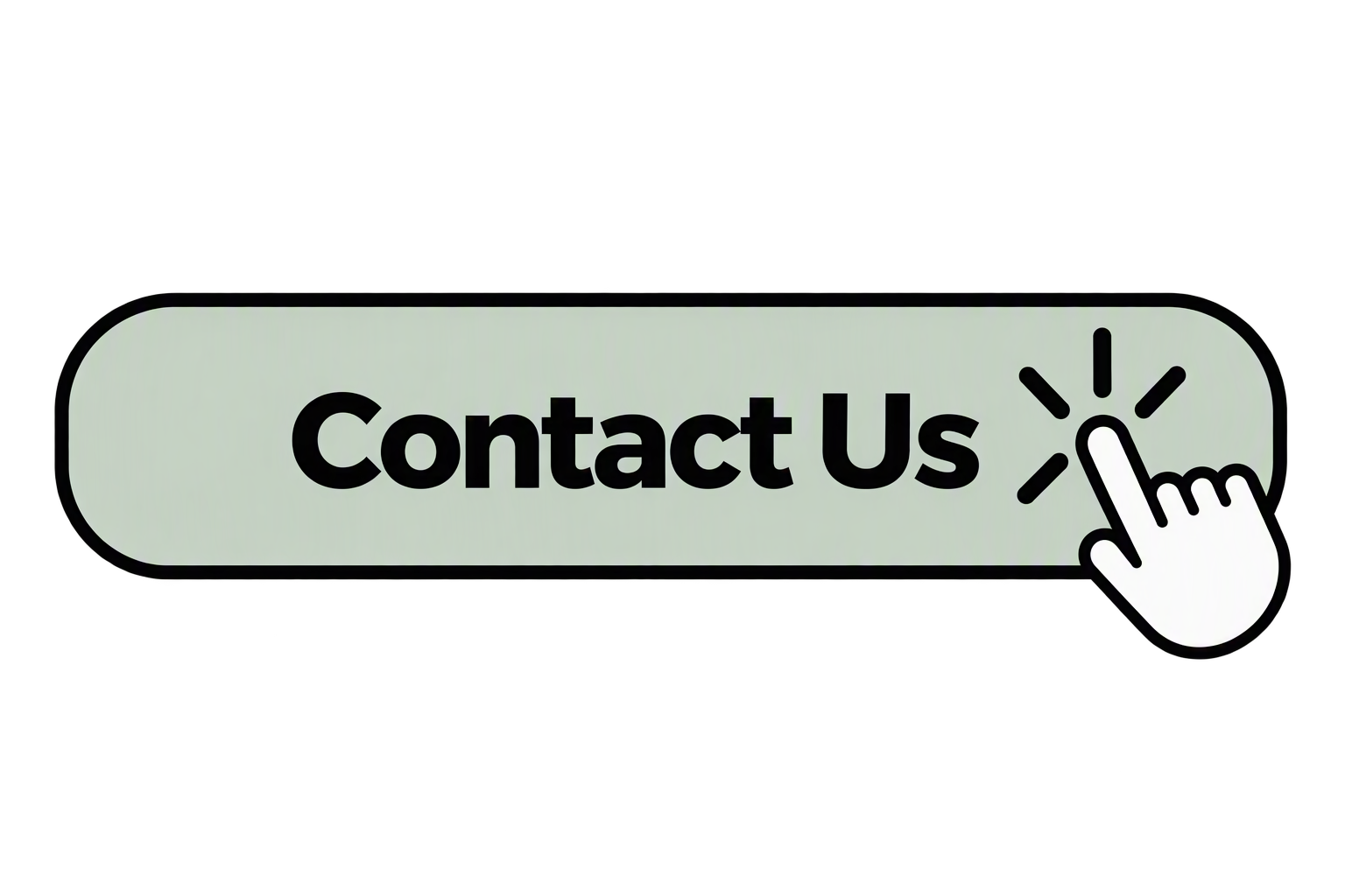 A digital button with rounded edges displaying 'Contact Us' in bold black text, with a hand cursor icon clicking on it, suggesting an interactive element for contacting.