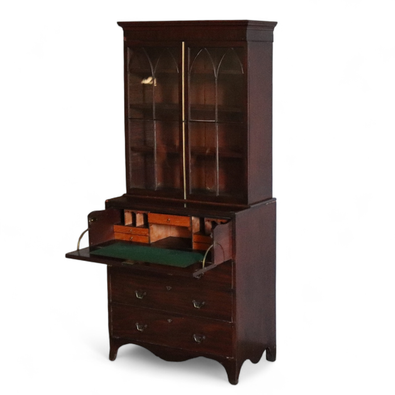 George III Antique Mahogany Secretaire Bookcase