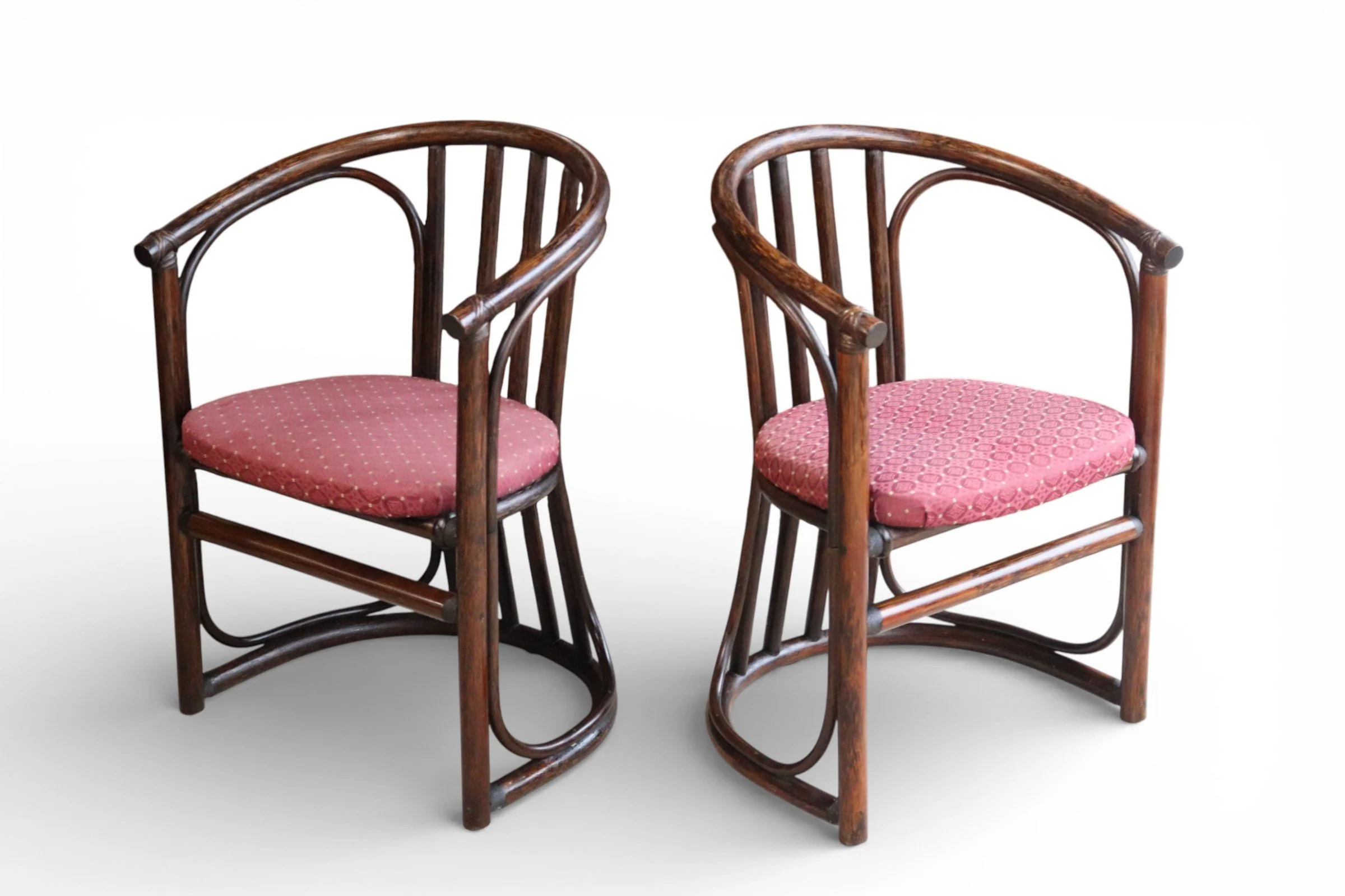 Pair of Mid Century Bentwood Bamboo Dining Chairs - Rohe Noordwolde Style 1970s