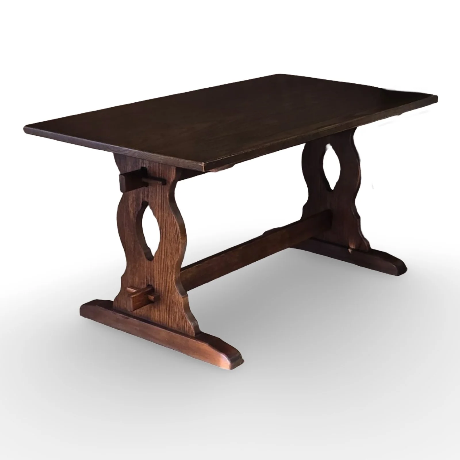 Vintage Oak Dining Table - 20th Century Trestle Style - Refectory Table