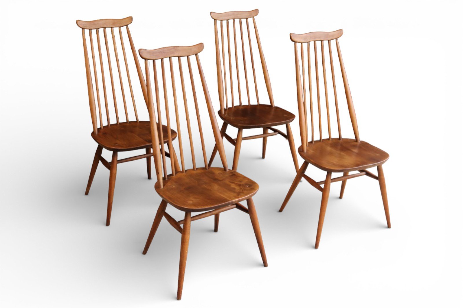 Set Of 4 Mid Century Ercol Goldsmith Dining Chairs - Elm & Beech 1960s