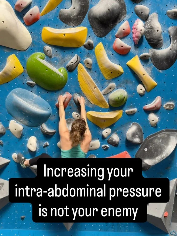Increased intra-abdominal pressure is generally positive. It makes you stronger in your movement and transfers force during your movement. These are good things when climbing dynamically. Engaging your core and pelvic floor helps both manage and incr