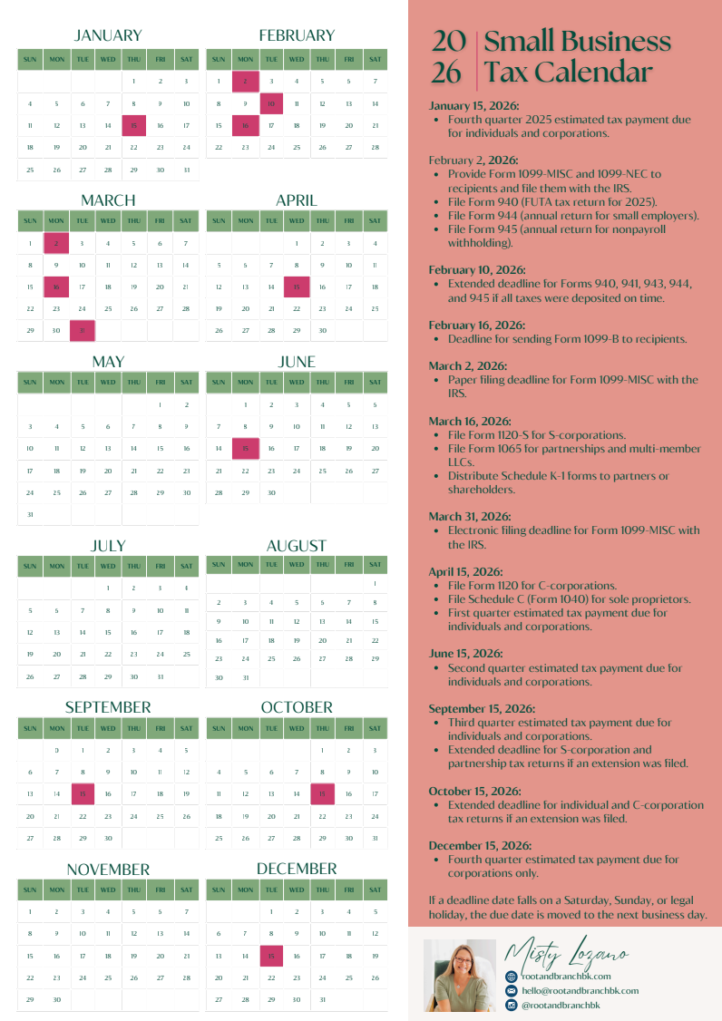 At a glance tax deadlines