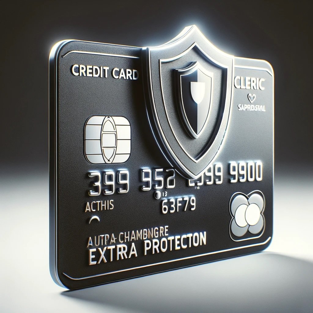 DALL·E 2024-05-22 22.10.20 - A highly detailed and photorealistic image of a credit card with a shield and a simple emblem, symbolizing extra protection and safety. The credit car.jpeg