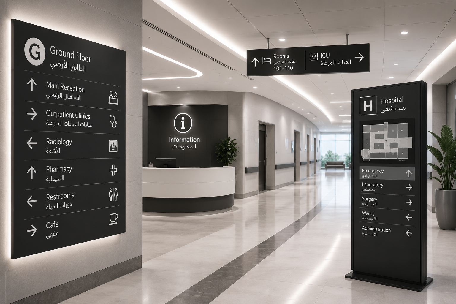 Hospital wayfinding signage