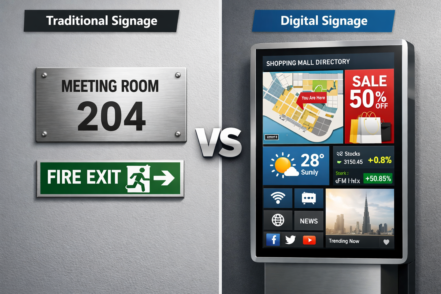 Digital signage vs traditional signage comparison