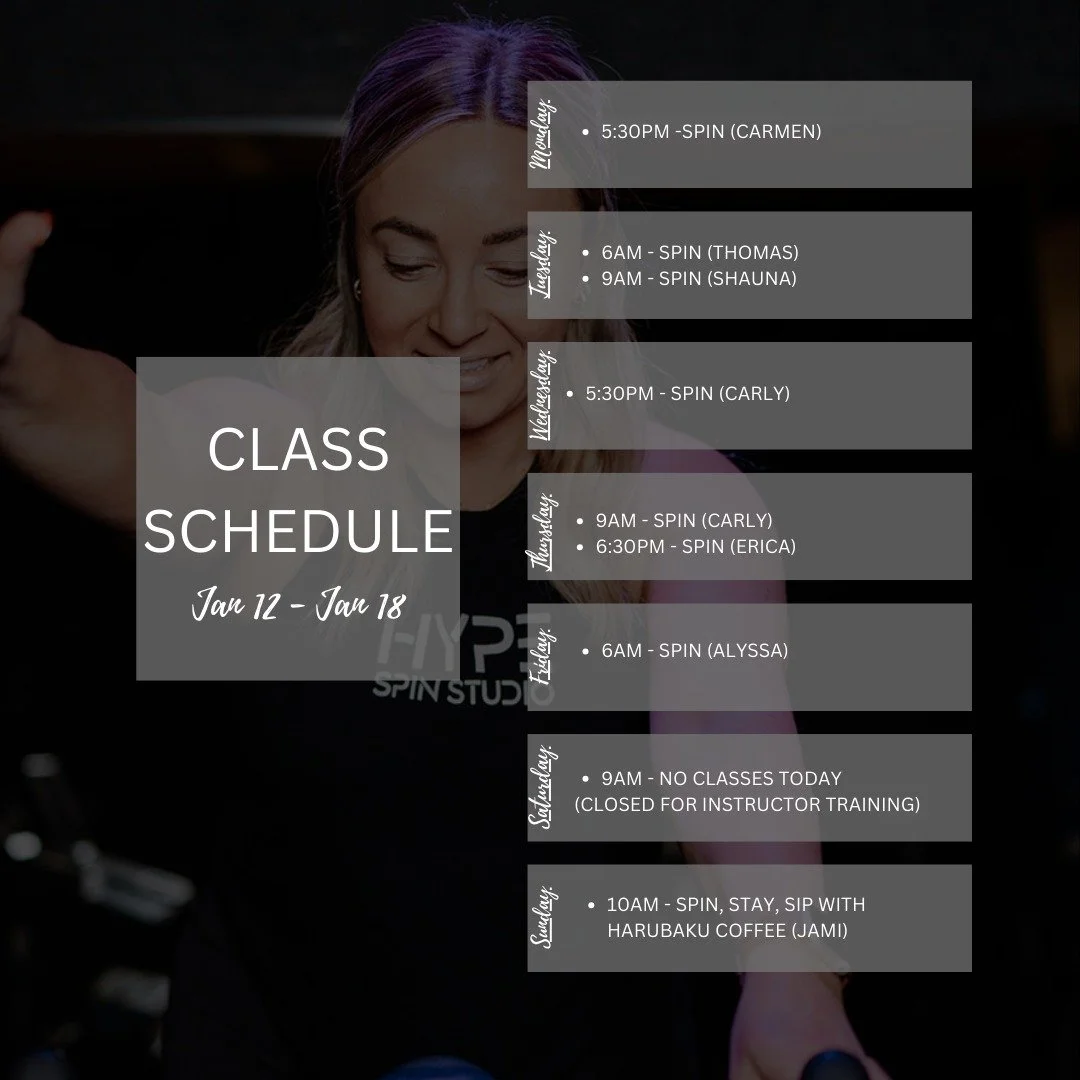 EDIT: Alyssa is teaching your Sunday 10am class this week!

We are on a roll, HYPE fam! What a strong start to January last week. The energy in the studio was 🔥.

Let's keep moving, recovering and feeling our best with more energy and less stress. 
