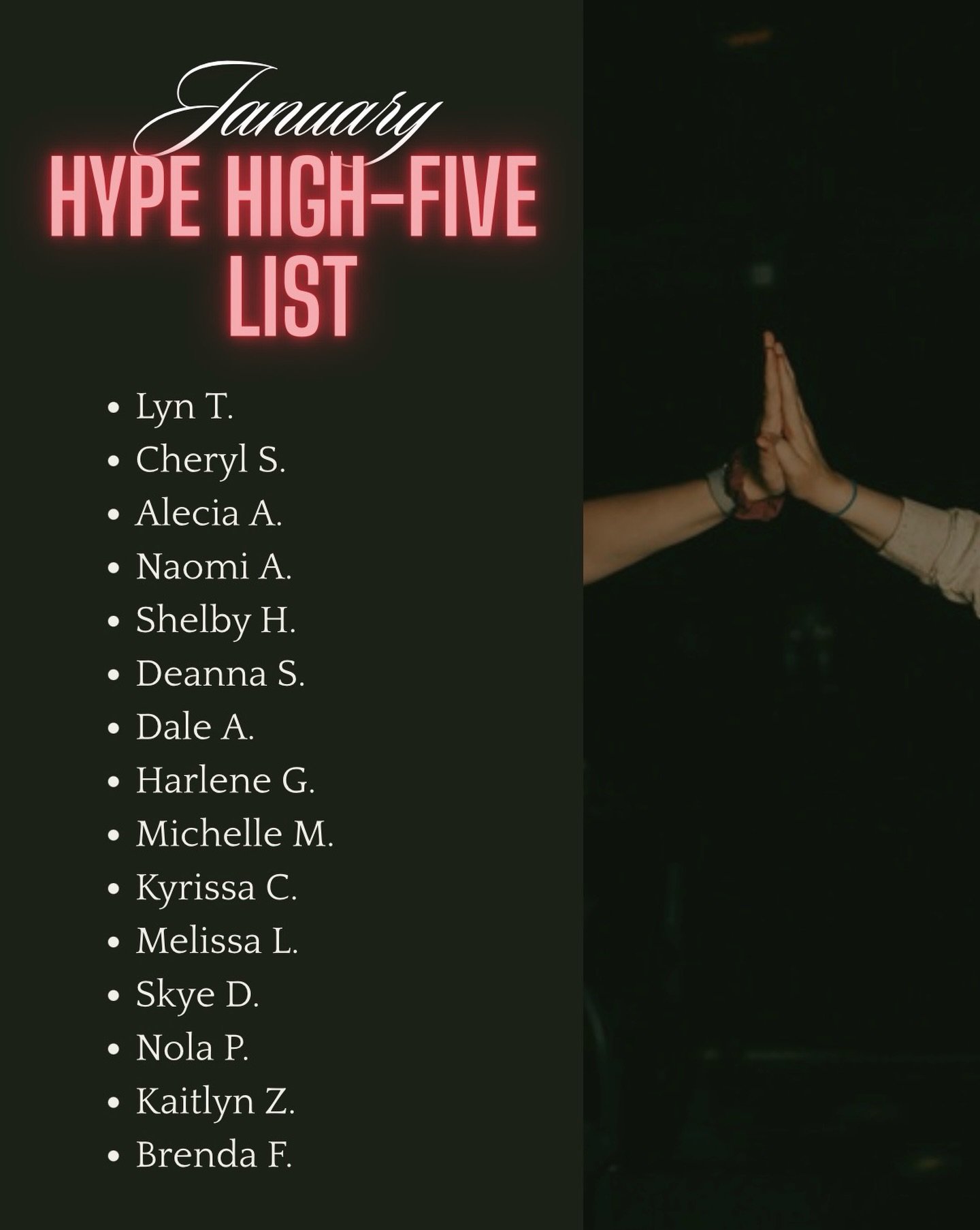 It&rsquo;s here, and we are HERE for it - the January HYPE High-Five List 👏

We see you out there! 🔥 Whether you crushed 10+ rides this month, came back strong into the studio, braved your first 6am class, or finally took that front-row spot, we ar