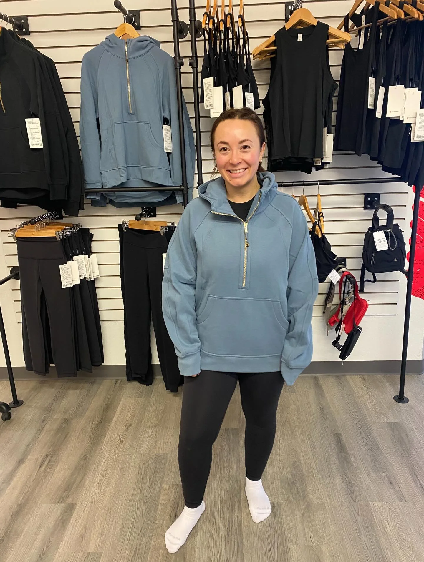 A couple of cute looks from our latest lululemon drop. 🍋

Outfit 1
✨Funnel neck half zip hoodie (long) in steel blue (Sizes M/L &amp; XL/XXL available - size XS/S is sold out)
✨ Wunder Train HR leggings 25&rdquo; in black (Sizes 2-20 available)

Out