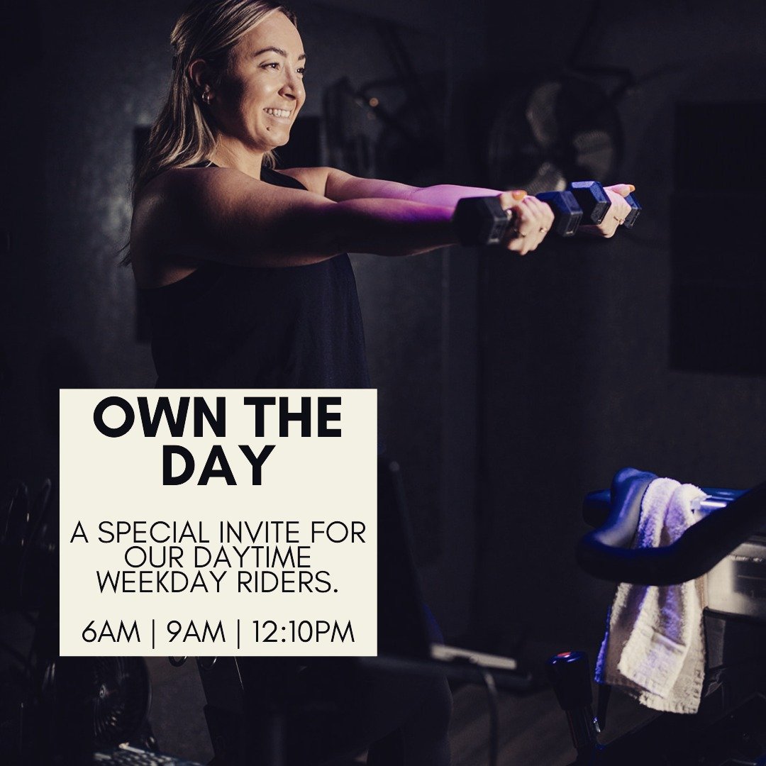 6am, 9am &amp; Noon Hour Crew, this is for YOU. 👉

Let's Own the Day! We are launching a 6-week challenge for our weekday daytime riders.

✅Ride 8 classes in 6 weeks in any of the qualifying timeslots
✅Book your ride by 3pm the day before
✅Finish an