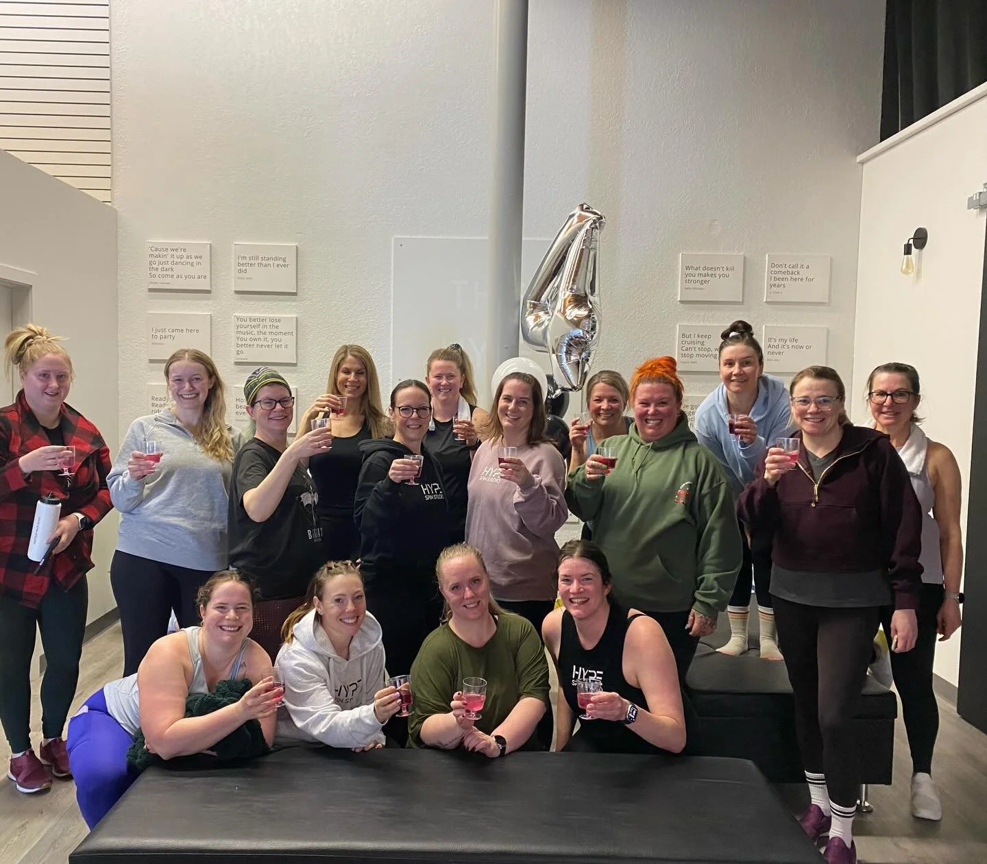 What a whirlwind weekend! A big CHEERS to our Day Two Celebration Crew who joined in for Stretch with @carmenonabike and Spin with @jami_spinasauraus and @shauna.lynn1 🥂 We shared some stories today&mdash;maybe even over-shared a little 😅&mdash;but