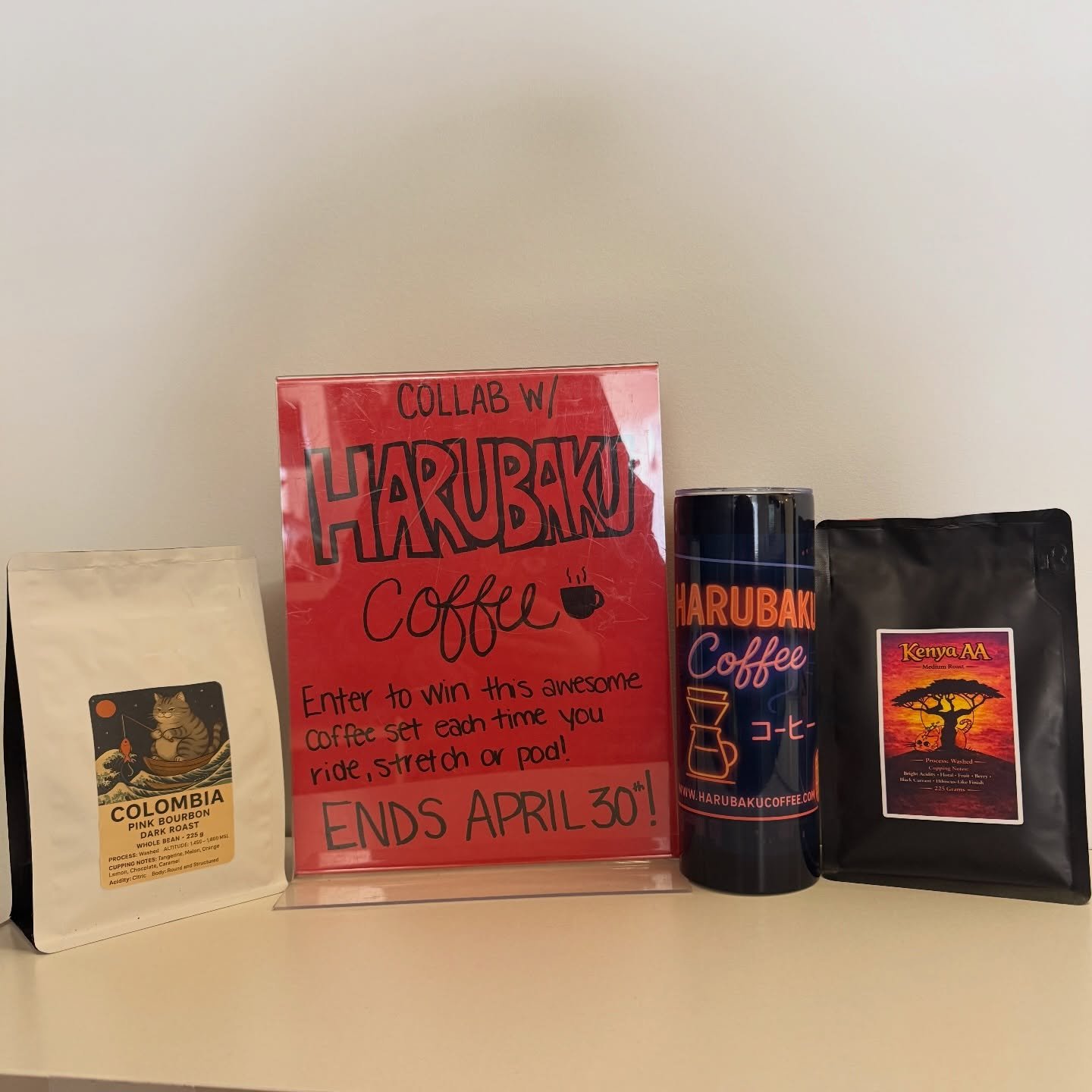 We&rsquo;re so excited to be collaborating with @harubakucoffee for the month! Until April 30th, every time you ride, stretch or pod, enter our draw to win this awesome coffee set. ☕️ 

ICYMI: every Sunday you can join us for Spin, Stay &amp; Sip - w