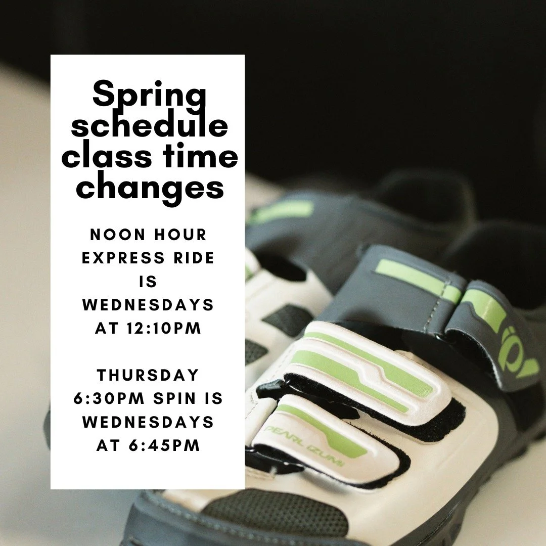 Our class schedule is shifting with the spring season. 🌝

Your 40-minute Noon Hour Express Ride with @shauna.lynn1 moves from Fridays to Wednesdays at 12:10pm starting this week.

Your Thursday 6:30pm ride with @erica_spins moves to Wednesdays at 6: