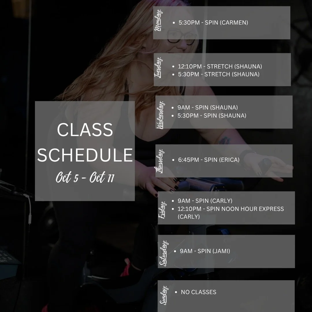 A little time for yourself can change how you show up for everything else. Ride, stretch, recover, reconnect---what will help you feel your best this week? 🖤

Check out the schedule, pick your classes or pod times, and put YOU on your priority list.